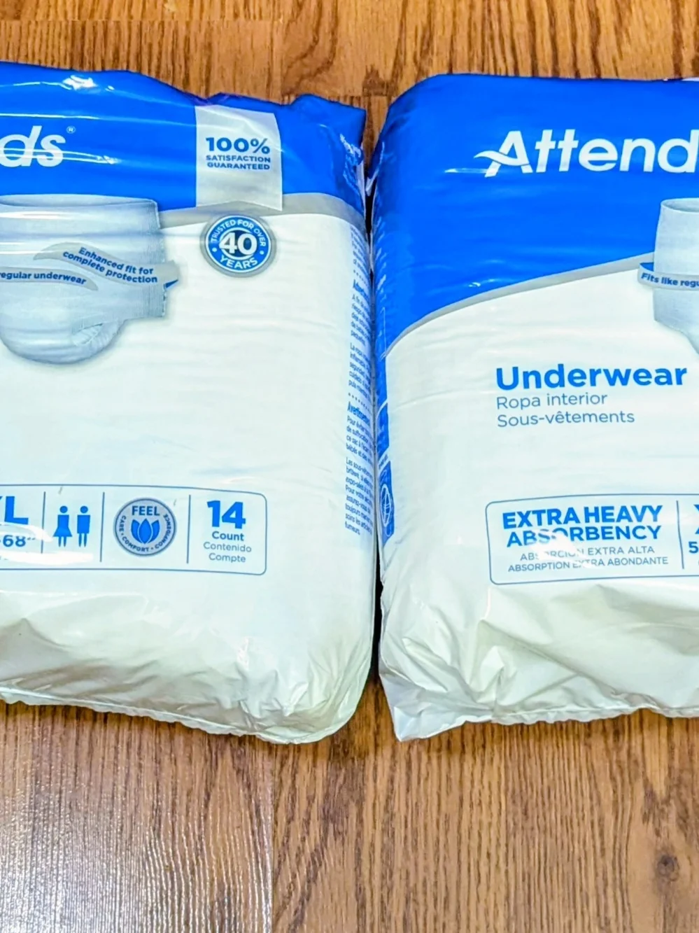 2Pks Men And Women Unisex White Extra Heavy Absorbency Underwear XL-14Count Each